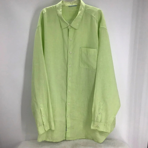 Tommy Bahama Men’s Relax 100% Linen Button-Down Shirt Light Green Size 4XT - Picture 1 of 9